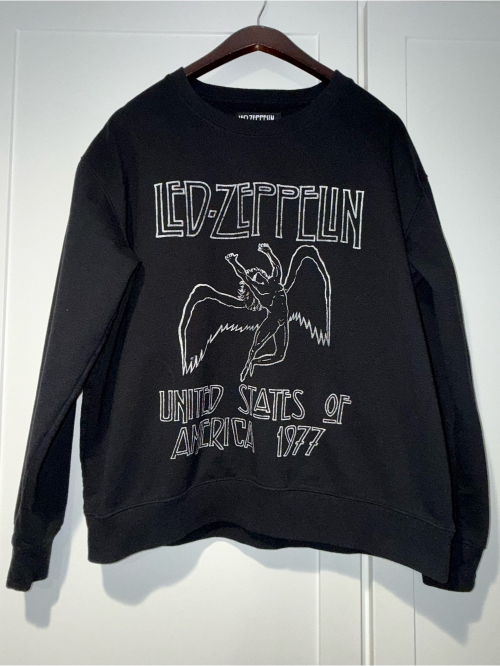 Led Zeppelin Black Graphic Crewneck Sweatshirt - Band Tour Design